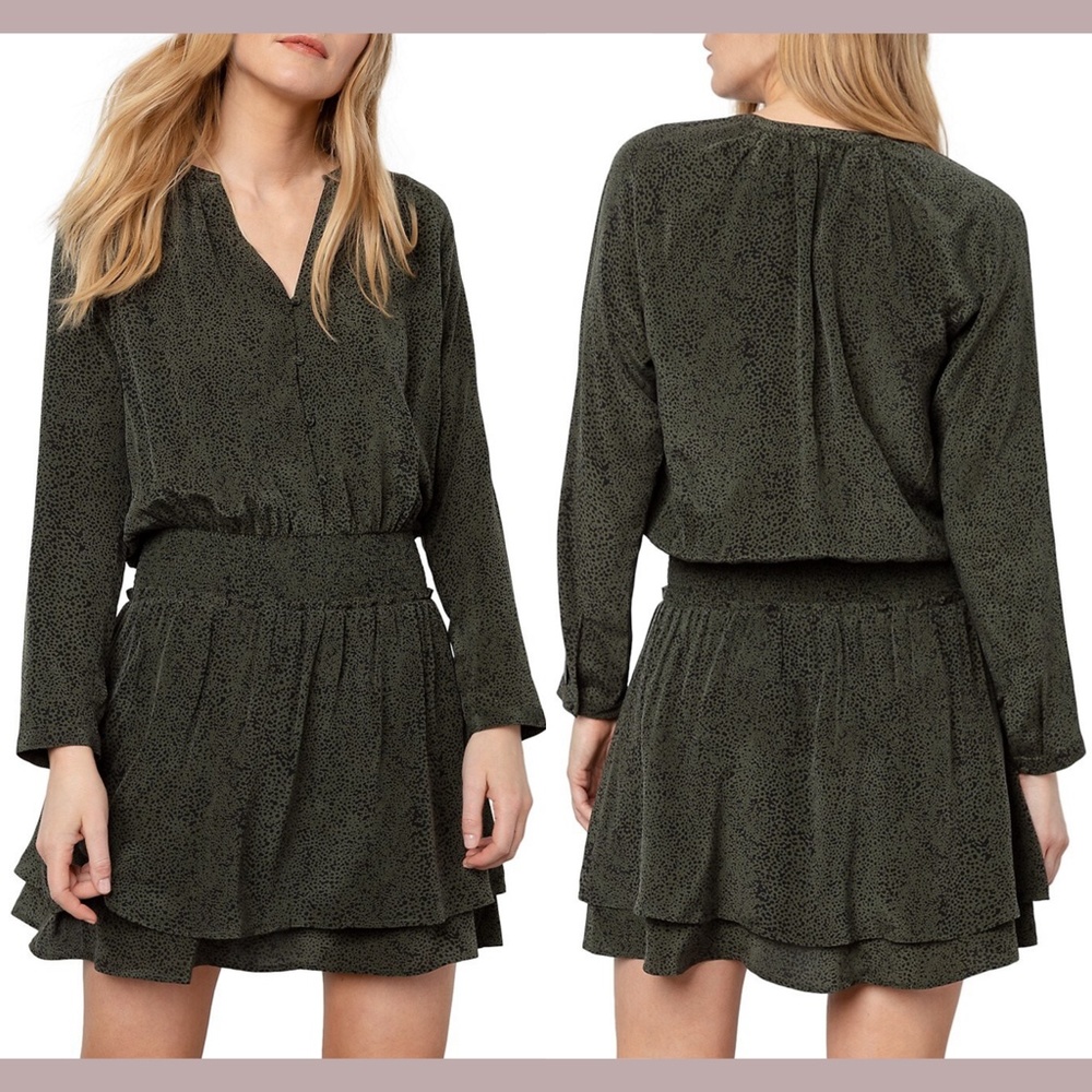 NEW Rails [ Small ] Jasmine Smocked Waist Dress in Olive Speckled #T403